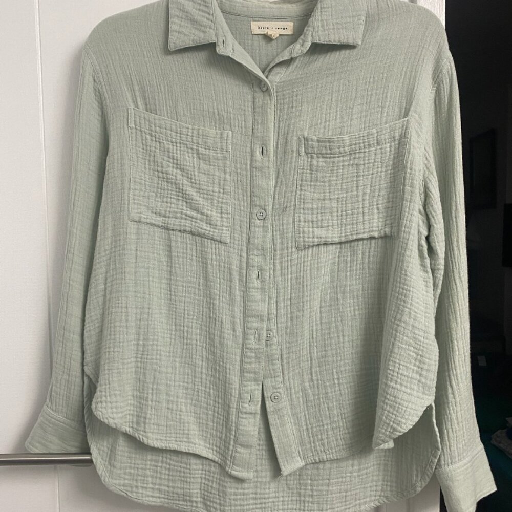 Basin and Range Waffle Long sleeve button down Mint Green Small